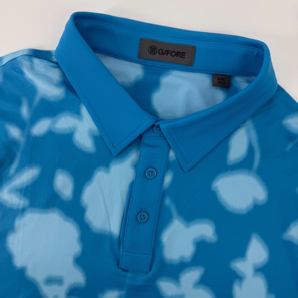 G/FORE Golf Polo Mens XXL Blue‎ Abstract Floral Performance Short Sleeve Golf